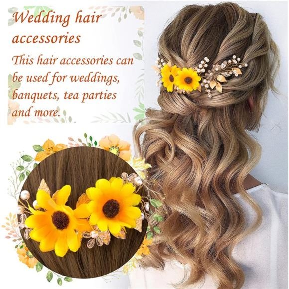 OIIKI Sunflower Bridal Kit, Wedding Sunflower Headband Bridal Sunflower Necklace main image 6